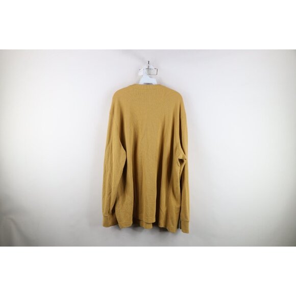 Vintage Eddie Bauer Mens 2XL XXL Faded Thermal Waffle Knit Henley T-Shirt Yellow - Picture 8 of 10